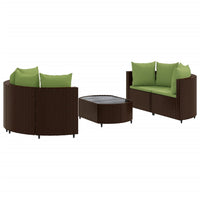 Thumbnail for 5-tlg. Garten-Sofagarnitur mit Kissen Braun Poly Rattan