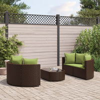 Thumbnail for 5-tlg. Garten-Sofagarnitur mit Kissen Braun Poly Rattan