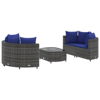 Thumbnail for 5-tlg. Garten-Sofagarnitur mit Kissen Grau Poly Rattan