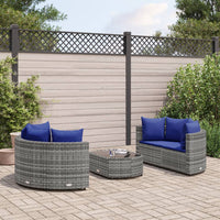 Thumbnail for 5-tlg. Garten-Sofagarnitur mit Kissen Grau Poly Rattan