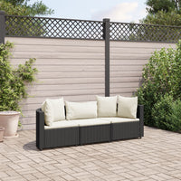 Thumbnail for 3-tlg. Garten-Sofagarnitur mit Kissen Schwarz Poly Rattan
