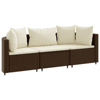 Thumbnail for 3-tlg. Garten-Sofagarnitur mit Kissen Braun Poly Rattan