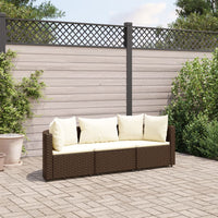 Thumbnail for 3-tlg. Garten-Sofagarnitur mit Kissen Braun Poly Rattan