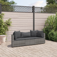 Thumbnail for 3-tlg. Garten-Sofagarnitur mit Kissen Grau Poly Rattan