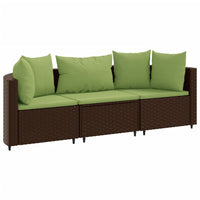 Thumbnail for 3-tlg. Garten-Sofagarnitur mit Kissen Braun Poly Rattan