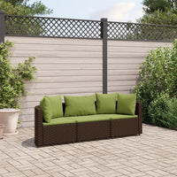 Thumbnail for 3-tlg. Garten-Sofagarnitur mit Kissen Braun Poly Rattan
