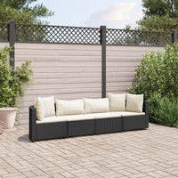 Thumbnail for 4-tlg. Garten-Sofagarnitur mit Kissen Schwarz Poly Rattan
