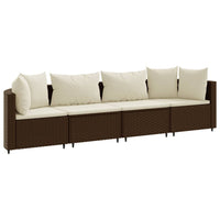Thumbnail for 4-tlg. Garten-Sofagarnitur mit Kissen Braun Poly Rattan