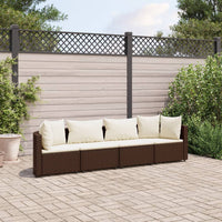 Thumbnail for 4-tlg. Garten-Sofagarnitur mit Kissen Braun Poly Rattan