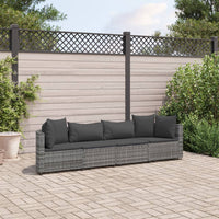 Thumbnail for 4-tlg. Garten-Sofagarnitur mit Kissen Grau Poly Rattan
