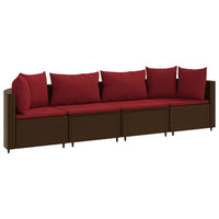 Thumbnail for 4-tlg. Garten-Sofagarnitur mit Kissen Braun Poly Rattan