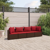 Thumbnail for 4-tlg. Garten-Sofagarnitur mit Kissen Braun Poly Rattan