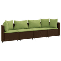 Thumbnail for 4-tlg. Garten-Sofagarnitur mit Kissen Braun Poly Rattan