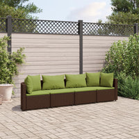 Thumbnail for 4-tlg. Garten-Sofagarnitur mit Kissen Braun Poly Rattan