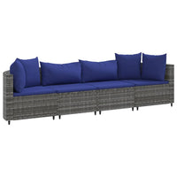 Thumbnail for 4-tlg. Garten-Sofagarnitur mit Kissen Grau Poly Rattan