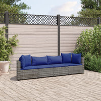 Thumbnail for 4-tlg. Garten-Sofagarnitur mit Kissen Grau Poly Rattan