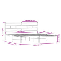 Thumbnail for Metallbett ohne Matratze Räuchereiche 200x200 cm