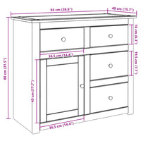 Thumbnail for Sideboard mit Schubladen Panama 93x40x80 cm Massivholz Kiefer