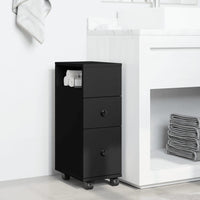 Thumbnail for Badschrank Schmal mit Rollen Schwarz Holzwerkstoff