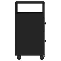 Thumbnail for Badschrank Schmal mit Rollen Schwarz Holzwerkstoff
