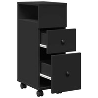 Thumbnail for Badschrank Schmal mit Rollen Schwarz Holzwerkstoff