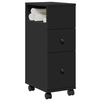 Thumbnail for Badschrank Schmal mit Rollen Schwarz Holzwerkstoff