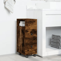Thumbnail for Badschrank Schmal mit Rollen Räuchereiche Holzwerkstoff