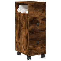 Thumbnail for Badschrank Schmal mit Rollen Räuchereiche Holzwerkstoff