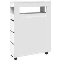 Thumbnail for Badschrank Schmal mit Rollen Weiß Holzwerkstoff