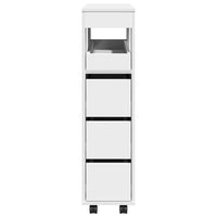 Thumbnail for Badschrank Schmal mit Rollen Weiß Holzwerkstoff