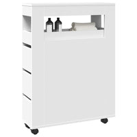 Thumbnail for Badschrank Schmal mit Rollen Weiß Holzwerkstoff
