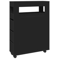 Thumbnail for Badschrank Schmal mit Rollen Schwarz Holzwerkstoff