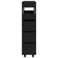 Thumbnail for Badschrank Schmal mit Rollen Schwarz Holzwerkstoff