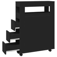 Thumbnail for Badschrank Schmal mit Rollen Schwarz Holzwerkstoff