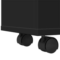 Thumbnail for Badschrank Schmal mit Rollen Schwarz Holzwerkstoff
