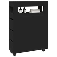 Thumbnail for Badschrank Schmal mit Rollen Schwarz Holzwerkstoff