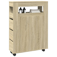 Thumbnail for Schmaler Badschrank mit Rädern Sonoma-Eiche Holzwerkstoff
