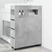 Thumbnail for Badschrank Schmal mit Rollen Betongrau Holzwerkstoff