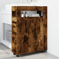 Thumbnail for Badschrank Schmal mit Rollen Räuchereiche Holzwerkstoff