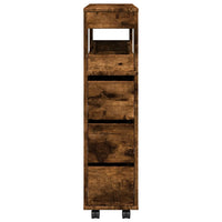 Thumbnail for Badschrank Schmal mit Rollen Räuchereiche Holzwerkstoff
