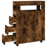 Thumbnail for Badschrank Schmal mit Rollen Räuchereiche Holzwerkstoff