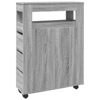 Thumbnail for Badschrank Schmal mit Rollen Grau Sonoma Holzwerkstoff