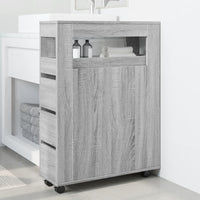 Thumbnail for Badschrank Schmal mit Rollen Grau Sonoma Holzwerkstoff