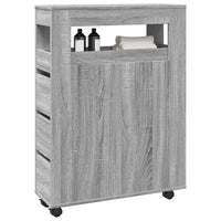 Thumbnail for Badschrank Schmal mit Rollen Grau Sonoma Holzwerkstoff