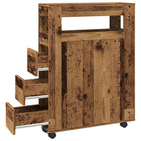 Thumbnail for Badschrank Schmal mit Rollen Altholz-Optik Holzwerkstoff
