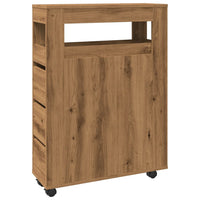 Thumbnail for Badschrank Schmal mit Rollen Artisan-Eiche Holzwerkstoff