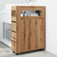 Thumbnail for Badschrank Schmal mit Rollen Artisan-Eiche Holzwerkstoff