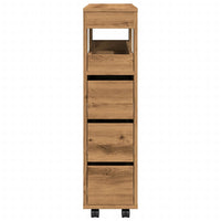 Thumbnail for Badschrank Schmal mit Rollen Artisan-Eiche Holzwerkstoff