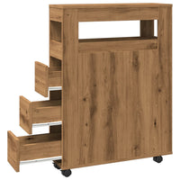 Thumbnail for Badschrank Schmal mit Rollen Artisan-Eiche Holzwerkstoff