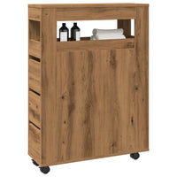 Thumbnail for Badschrank Schmal mit Rollen Artisan-Eiche Holzwerkstoff